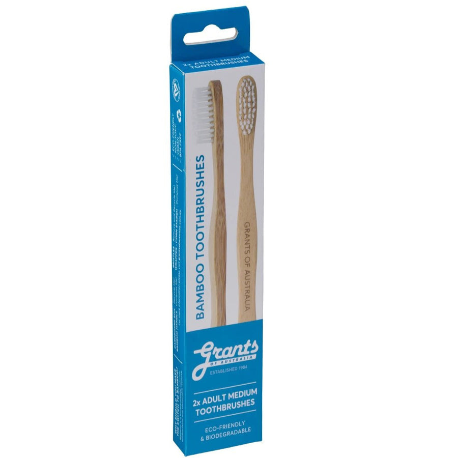 Grants Bamboo Toothbrush Adult - Medium Twin Pack - Lavender Living