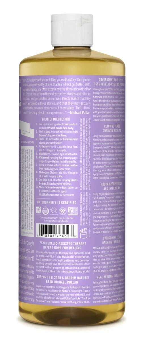 Dr. Bronner's Pure-Castile Soap (Hemp 18-in-1) Lavender - Lavender Living
