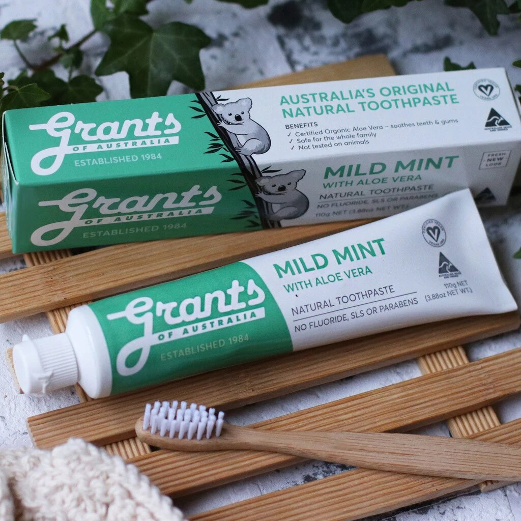Grants Natural Toothpaste Mild Mint - Fluoride Free - Lavender Living