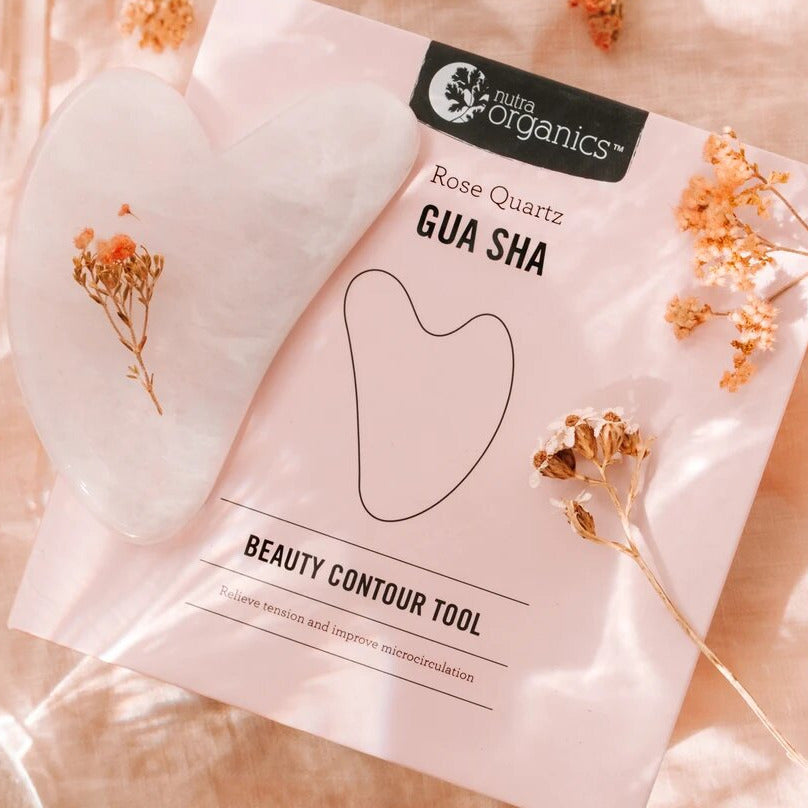 Nutra Organics Beauty Contour Tool Gua Sha - Rose Quartz - Lavender Living