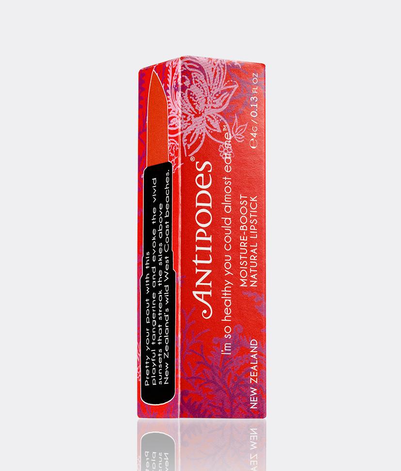 Antipodes Moisture-Boost Natural Lipstick - Piha Beach Tangerine - Lavender Living